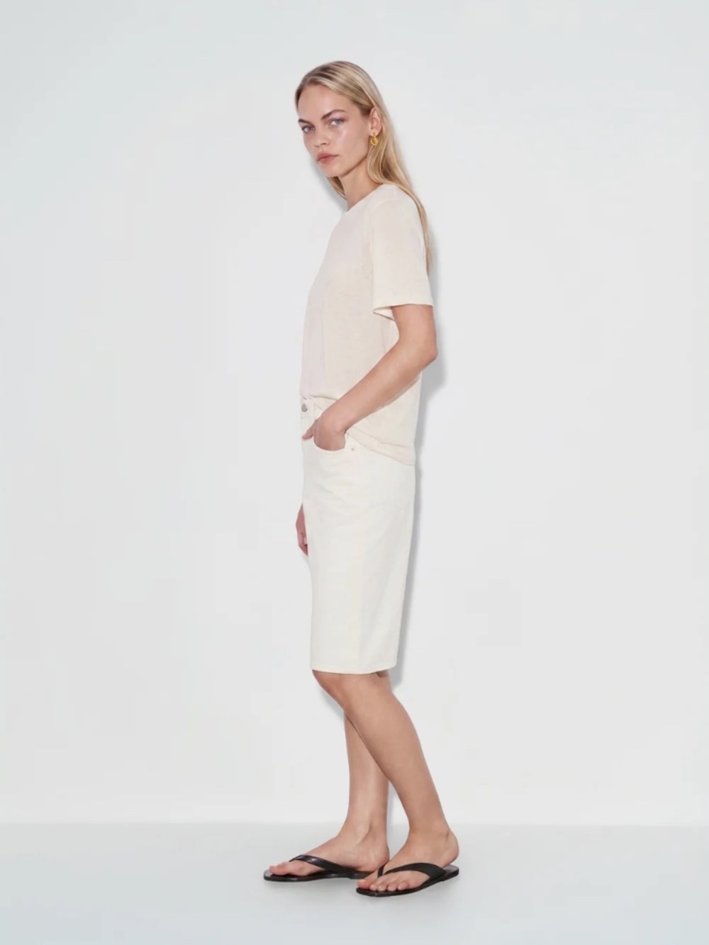 Goop Luxe Tee Off-White/Warm White Sz M Cashmere & Cotton Rare Find!!!
